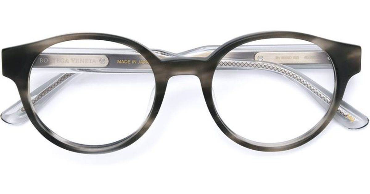 Bottega veneta Round Frame Glasses in Gray (GREY) Lyst