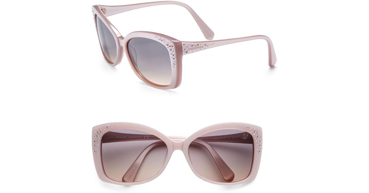 Swarovski Crystal Studded Squared Catseye Acetate Sunglasses in Purple Lyst
