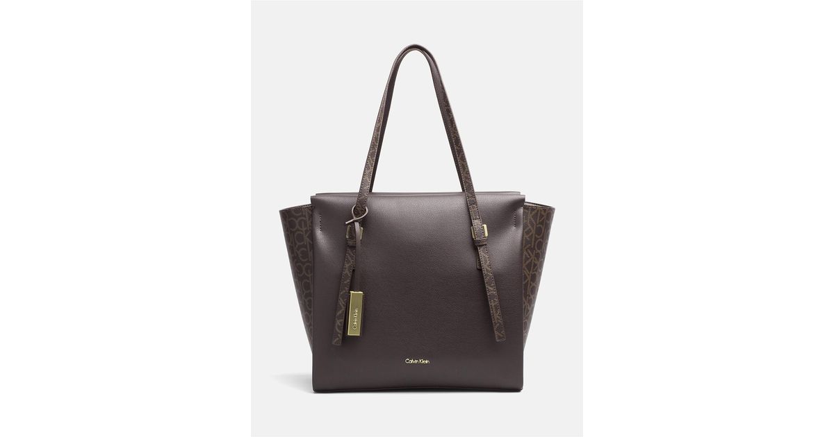 Lyst Calvin Klein Large Logo Tote Bag In Brown