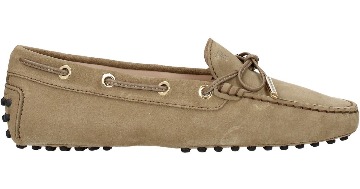 Tod's Suede Loafers Women Beige in Natural - Lyst