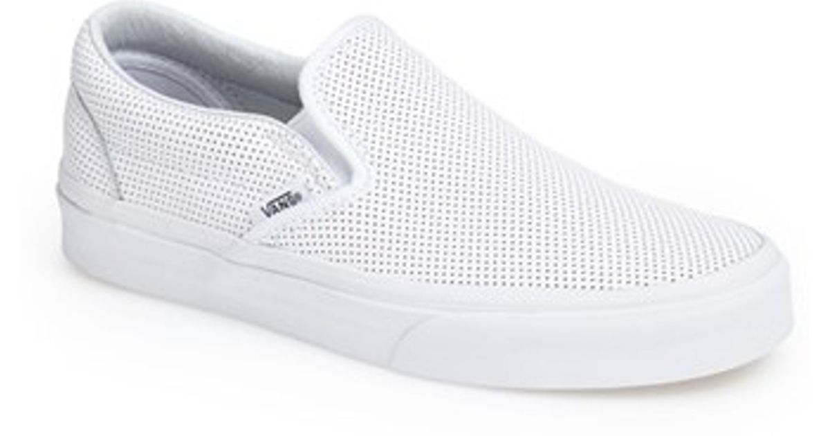 Vans 'classic' Perforated Slip-on Sneaker in White | Lyst
