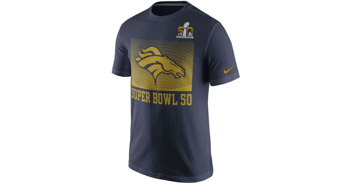 Nike Men\u0026#39;s Denver Broncos Super Bowl 50 Media T-shirt in Blue for ...  