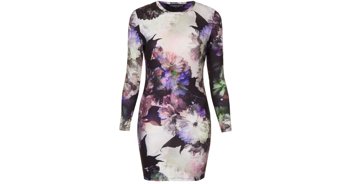 Petite Floral Print Bodycon Dress Lyst