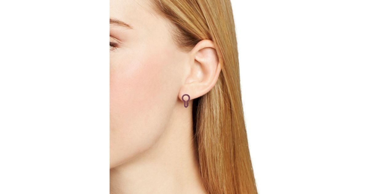 Lyst Marc By Jacobs Rubber Key Stud Earrings In Purple
