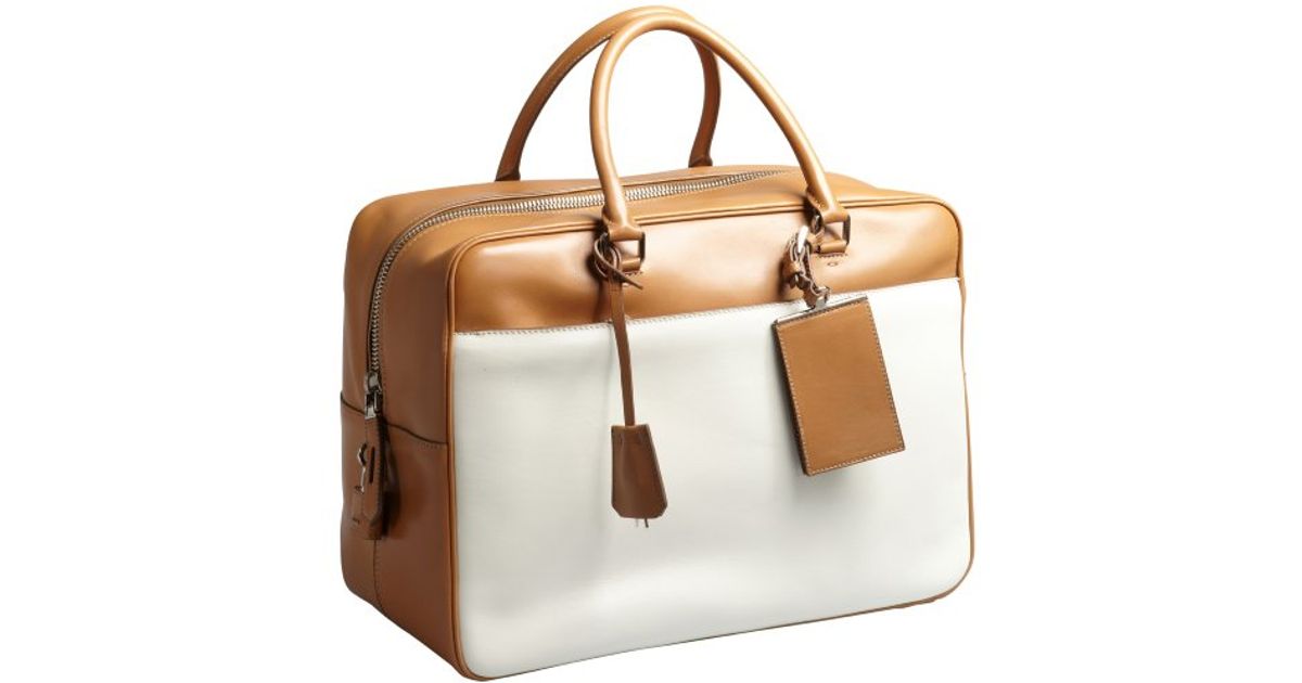 Prada Caramel And Ivory Leather Large Zip Travel Bag in Brown for ...  