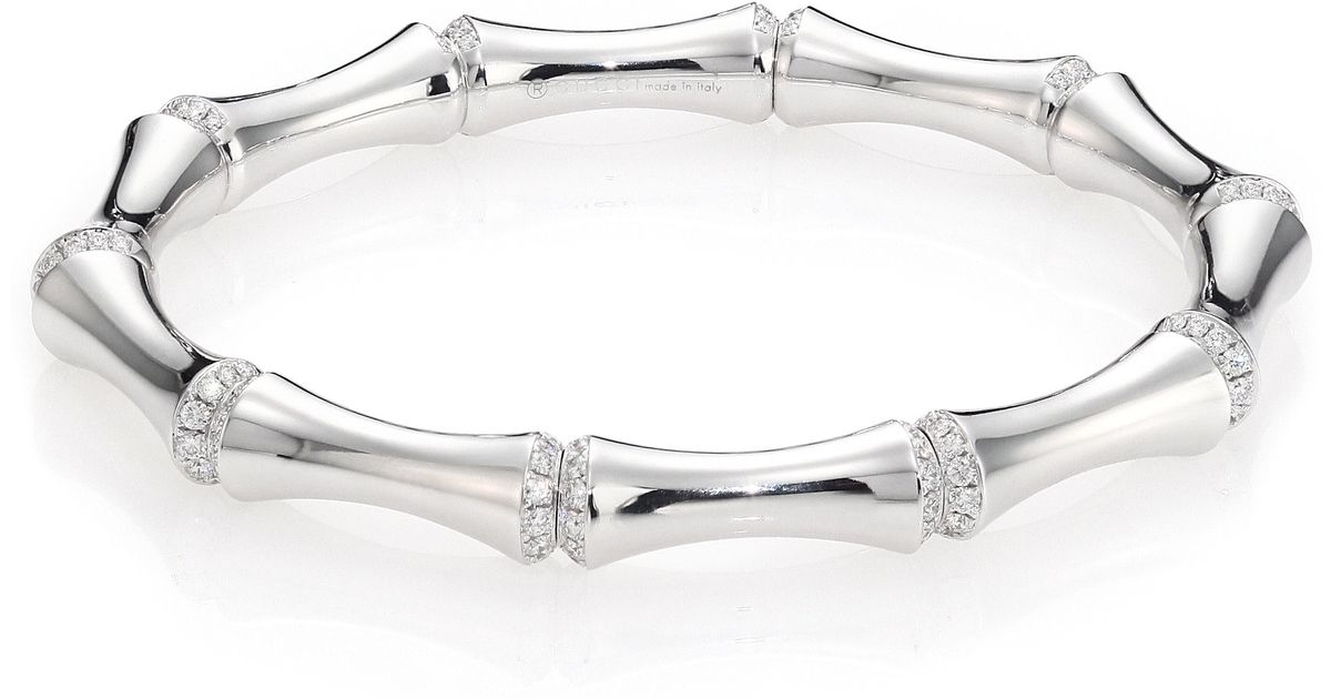 Gucci Bamboo Diamond & 24k White Gold Bangle Bracelet in Metallic | Lyst