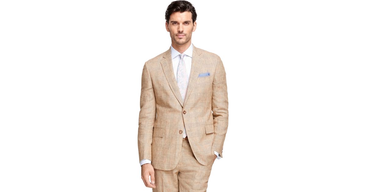 Brooks brothers Regent Fit Plaid Linen Suit in Brown for Men Lyst