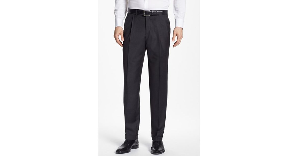 double pleated trousers mens