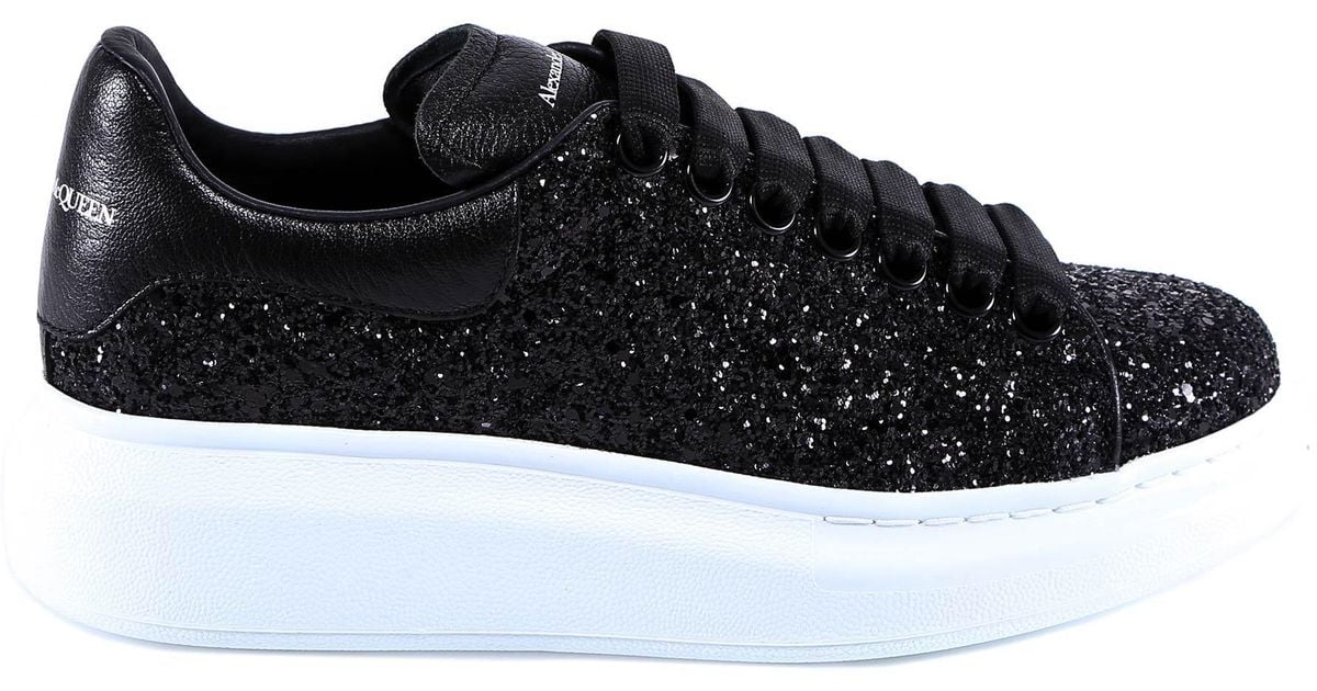 Alexander McQueen Glitter Lace-up Sneakers in Black - Lyst