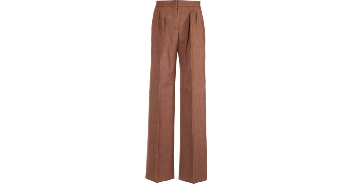 Max Mara Wool Kenya Wide Leg Trousers in Brown - Lyst