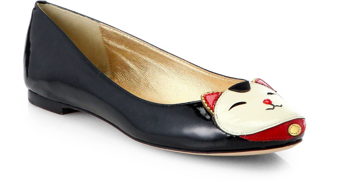 Lyst - Kate Spade New York Jimi Patent Leather Cat Flats in Black