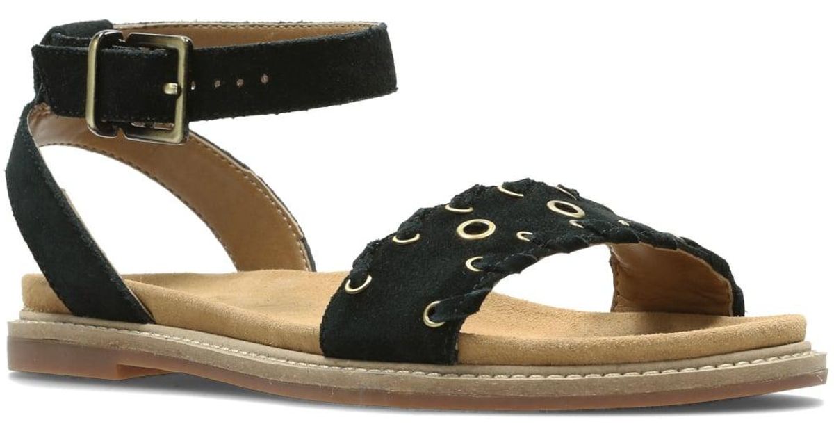 Sandals Clarks Lyst Amelia Black Corsio Womens Flat nO80wPk