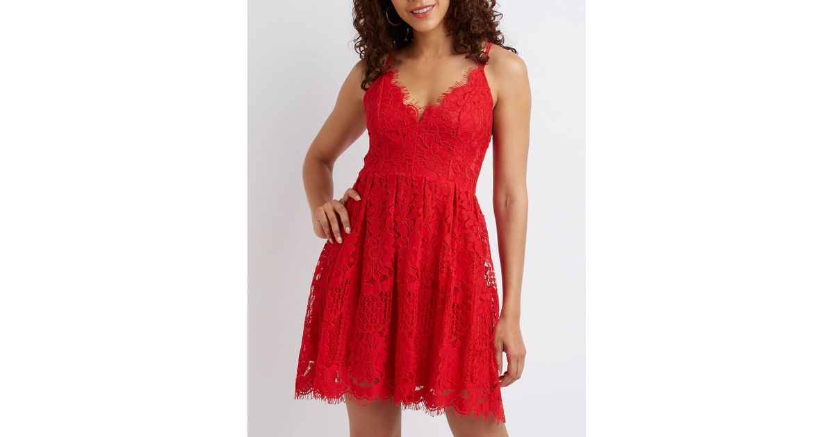 charlotte russe red lace dress