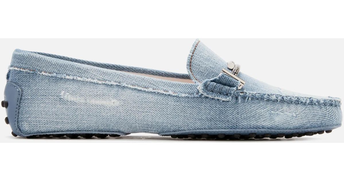 tod's gommino denim loafers