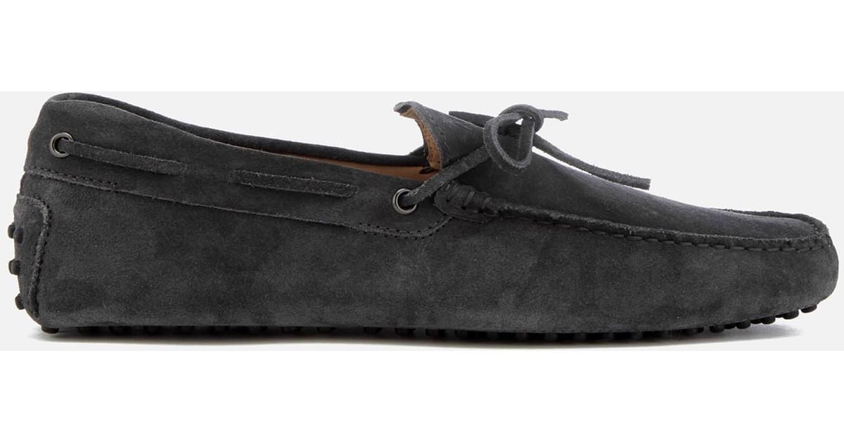 Tod's Gommino Suede Driving Shoes in Grey (Gray) for Men - Lyst