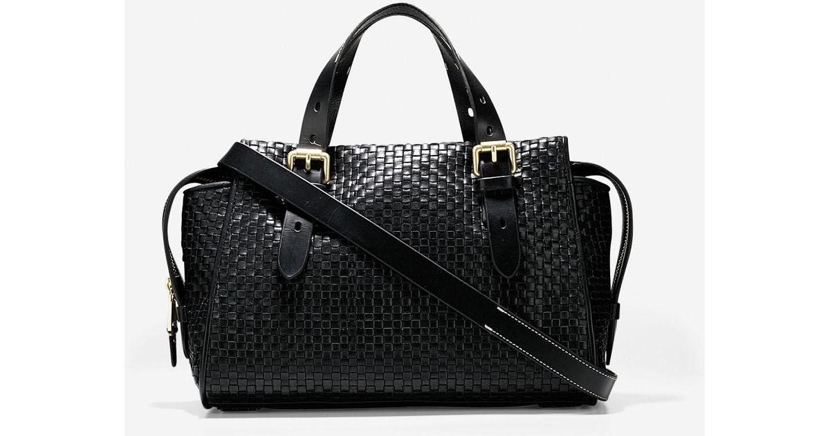 cole haan loralie weave satchel in black lyst cole haan loralie weave satchel in black lyst