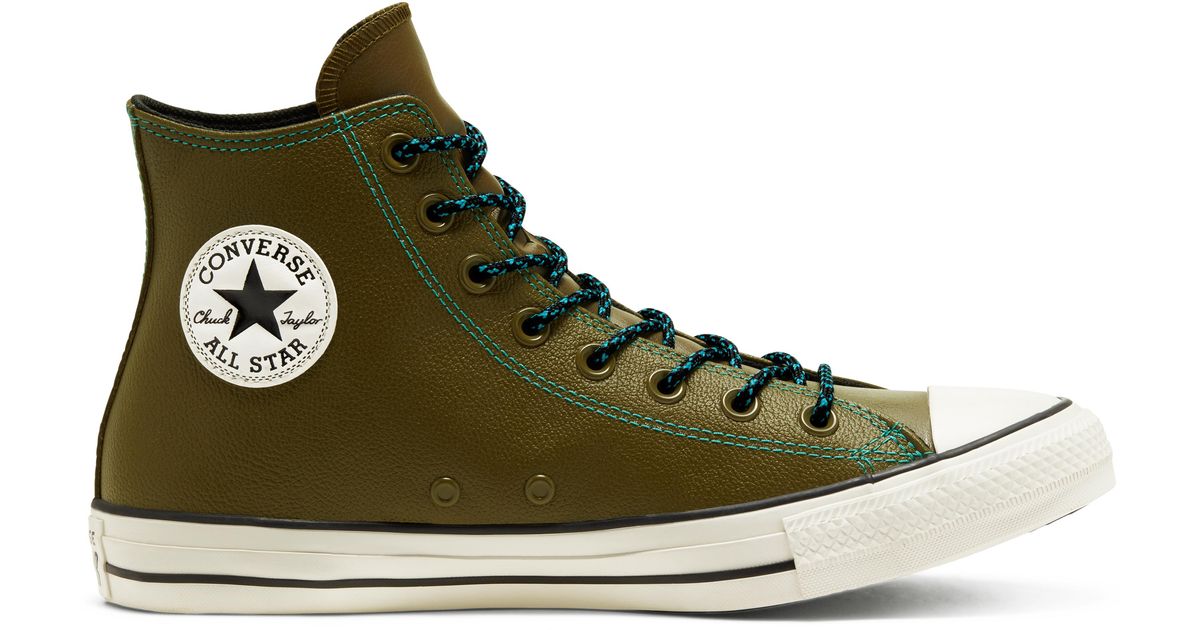 Converse Tumbled Leather Chuck Taylor All Star in Green for Men - Lyst