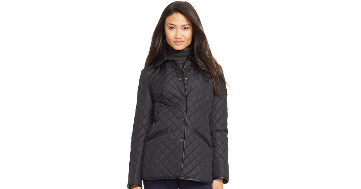 Lyst Lauren By Ralph Faux Leather Shearling Trim Quilted Lyst Lauren By Ralph Faux Leather Shearling Trim Quilted Jacket In Black