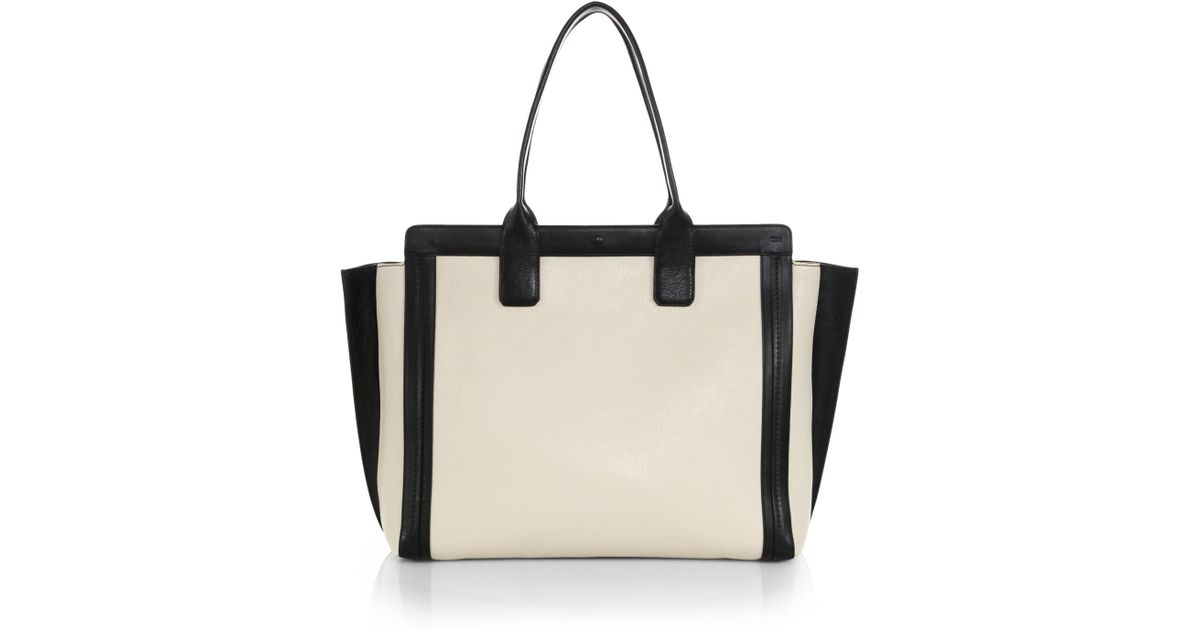 blue chloe bag - Chlo Alison North South Bicolor Leather Tote in White (HUSKY ...
