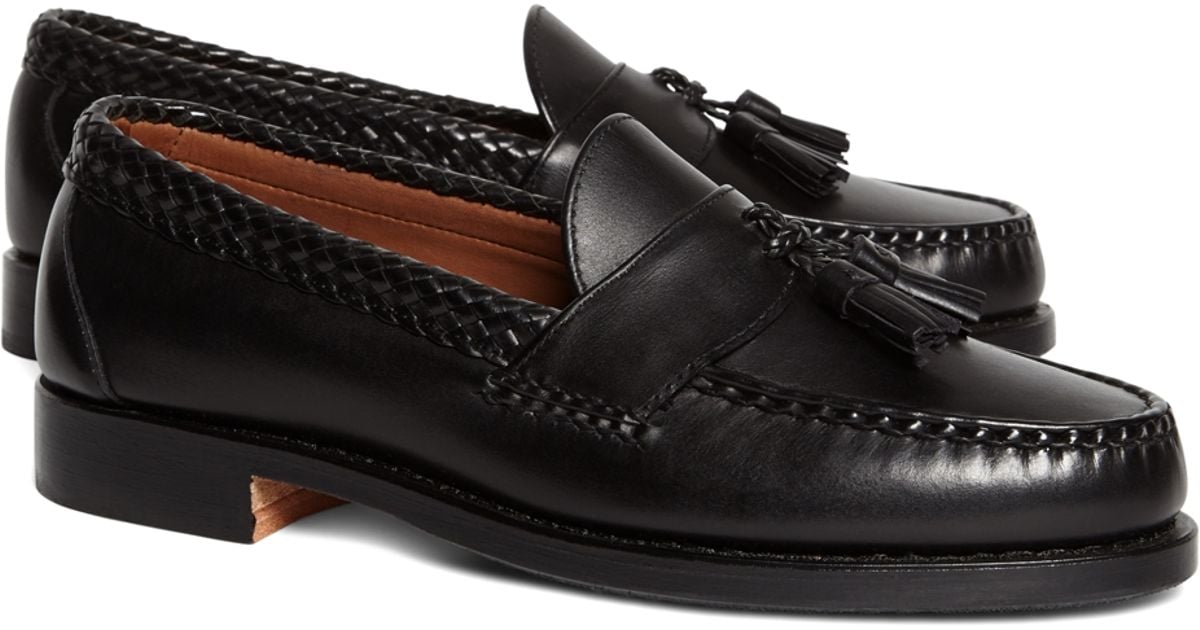 Brooks Brothers Braid Strap Tassel Penny Loafers In Black For Men Lyst