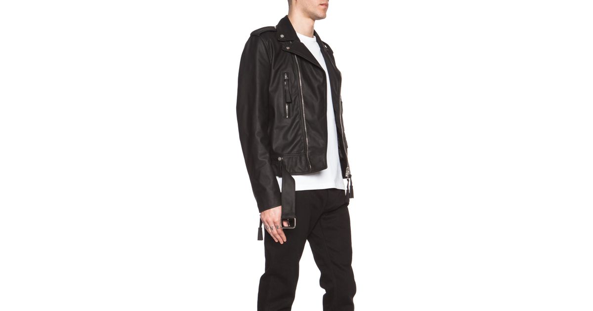 Off White C O Virgil Abloh Men S New Leather Biker Jacket In Off White C O Virgil Abloh Men S New Leather Biker Jacket In Black Lyst