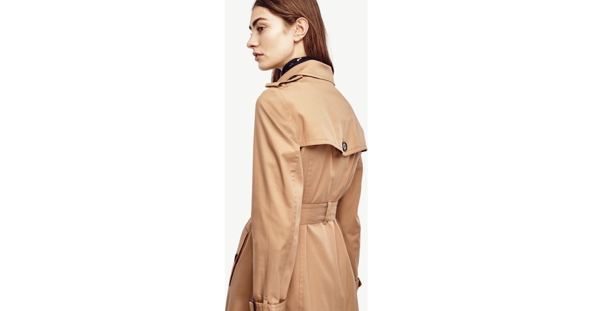 Ann Taylor Pee Cropped Trench In White Lyst Light Spring Layers Trench Coat Fl Scarf Suede Booties