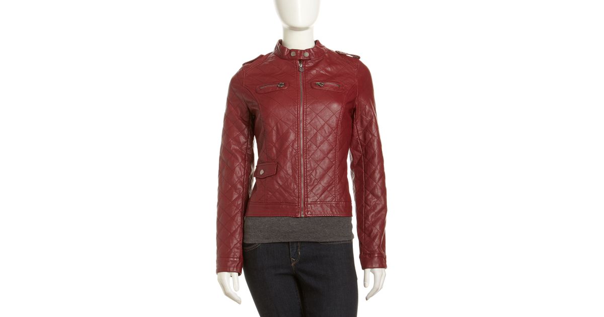Bale Quilted Fauxleather Moto Jacket Red Wine Lyst