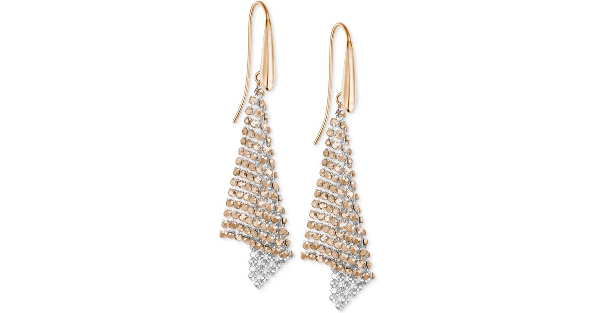 Lyst Swarovski Rose Gold Tone Crystal Mesh Drop Earrings In Pink