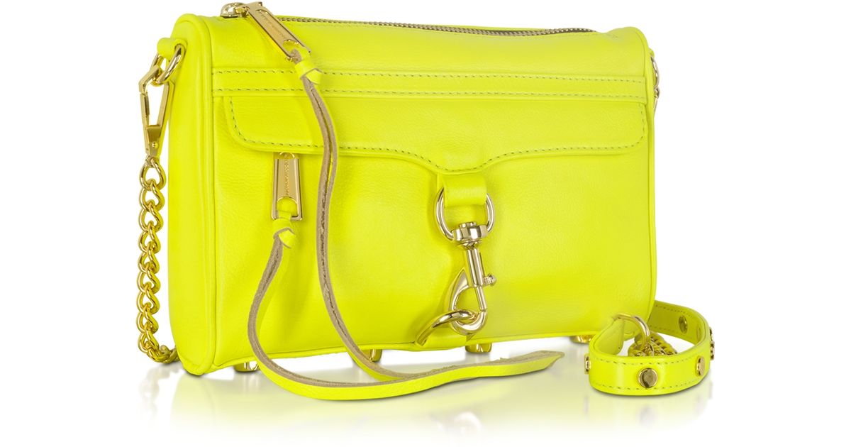 Lyst Rebecca Minkoff Mini Mac Neon Yellow Leather Clutch Wshoulder Lyst Rebecca Minkoff Mini Mac Neon Yellow Leather Clutch Wshoulder Strap In