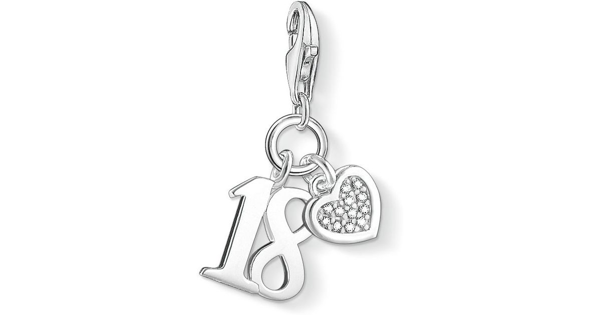 Thomas sabo Charm Club Lucky Number 18 Diamond Charm in White | Lyst