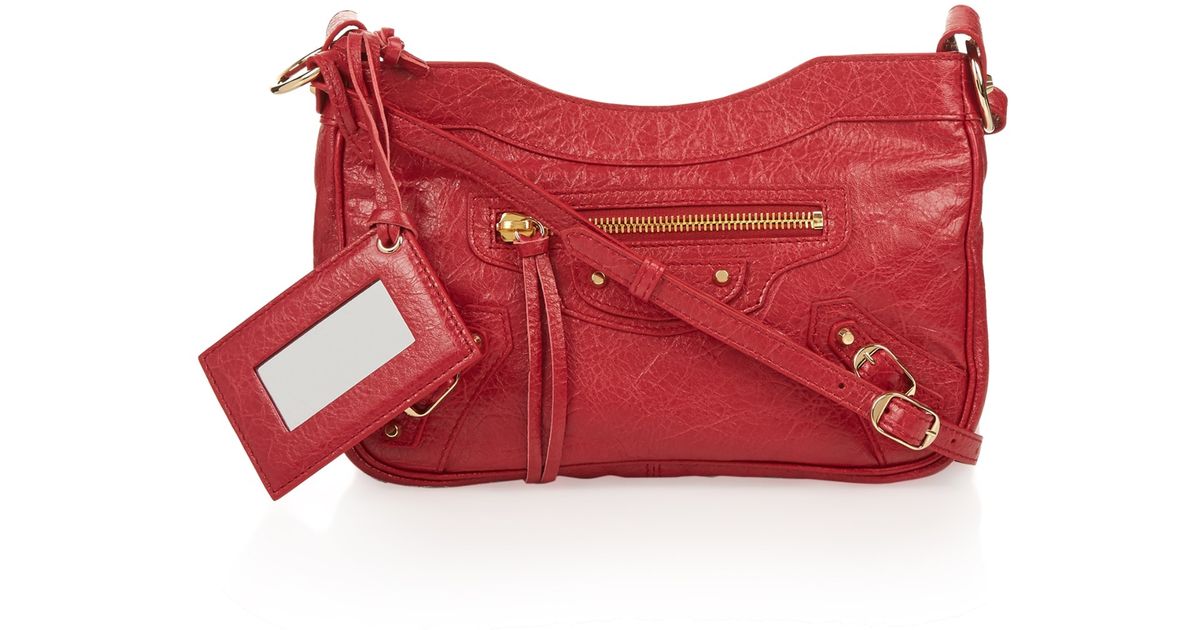 Lyst Balenciaga Classic Hip Metallic Edge Cross Body Bag In Red
