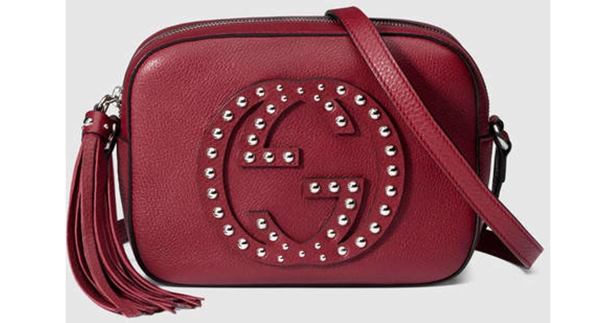Lyst Gucci Soho Studded Leather Disco Bag In Red