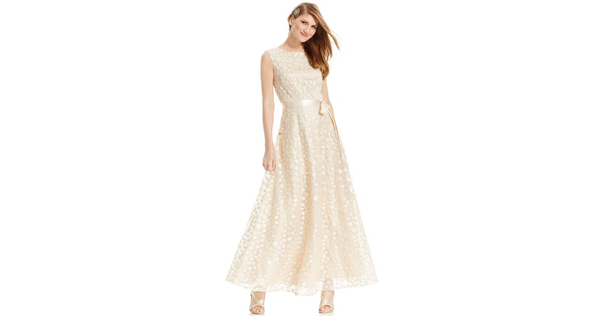 tahari floral gown