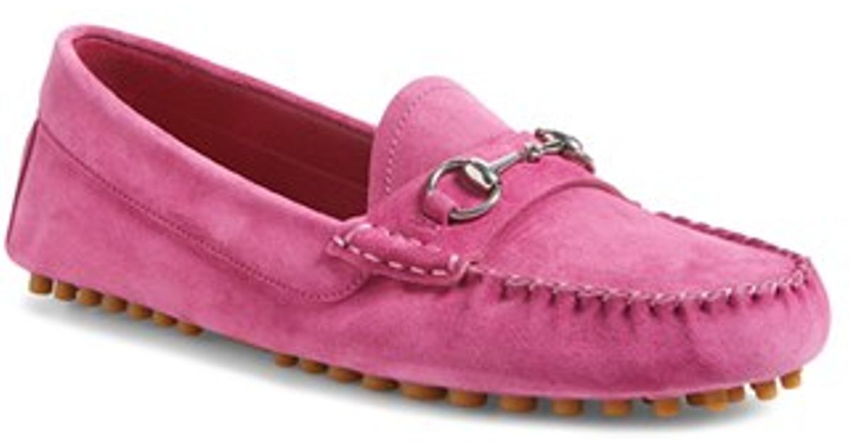 pink suede gucci loafers