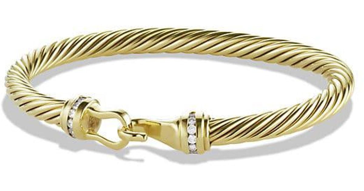 David Yurman Cable Clic Buckle Bracelet With Diamonds In 18k Gold David Yurman Cable Clic Buckle Bracelet With Diamonds In 18k Gold 5mm Metallic Lyst