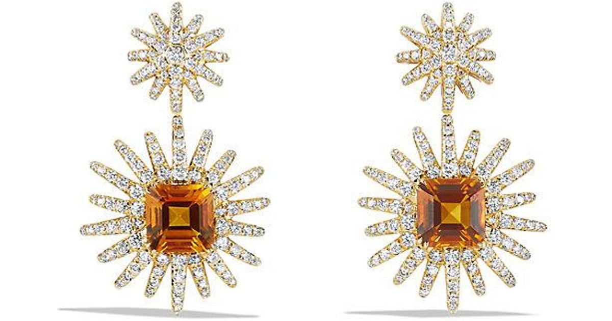 Lyst David Yurman Starburst Drop Earrings With Madeira Citrine And Lyst David Yurman Starburst Drop Earrings With Madeira Citrine And Diamonds In 18k Gold Metallic