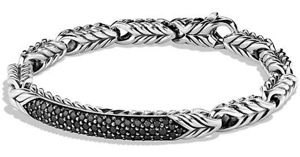 Lyst David yurman Chevron Id Bracelet With Black Diamonds in Black