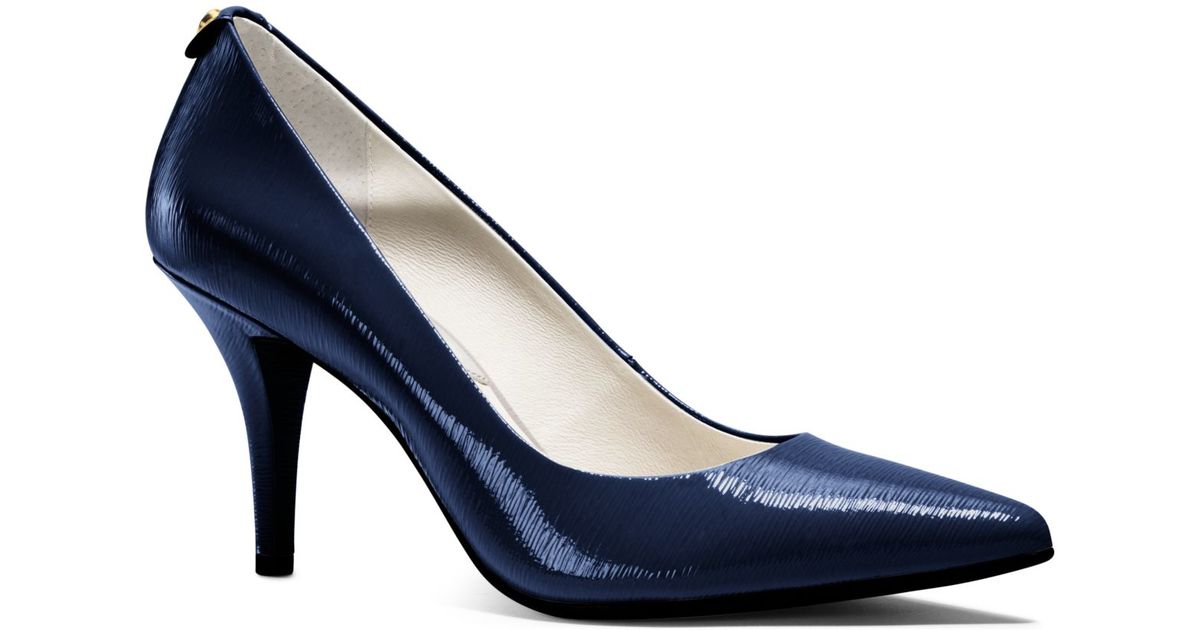 Lyst - Michael Kors Flex Patent-leather Mid-heel Pump in Blue