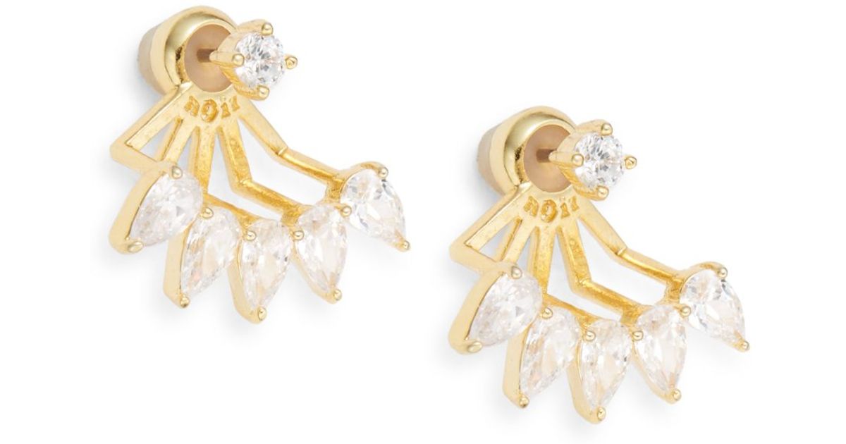 Lyst Noir Jewelry Holiday Royals Adelaide White Stone Front To Lyst Noir Jewelry Holiday Royals Adelaide White Stone Front To Back Earrings Goldtone In Metallic