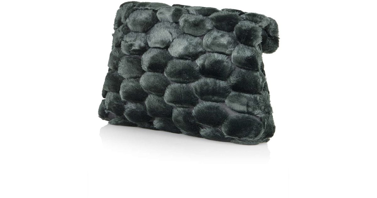 Lyst Top Dotty Faux Fur Clutch Bag In Green