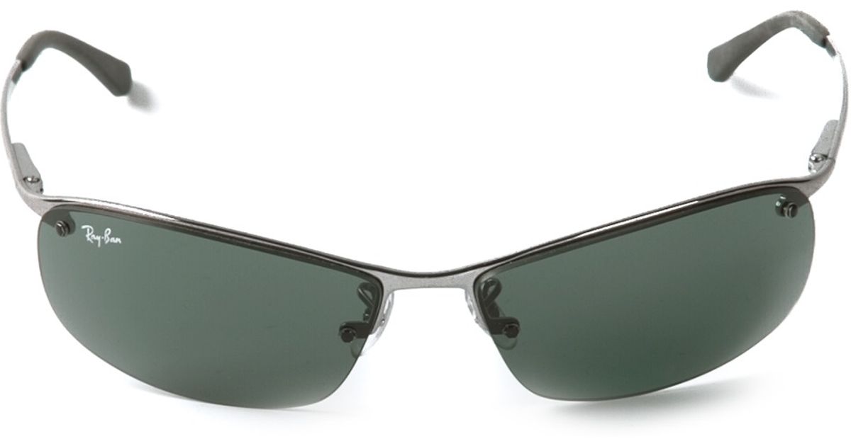 Ray Ban Oval Shape Sunglasses In Metallic For Men Lyst