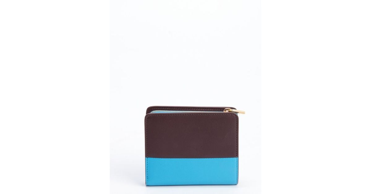 who carries celine handbags - Cline Brown and Blue Zip Top Tri-fold Leather Wallet in Blue ...