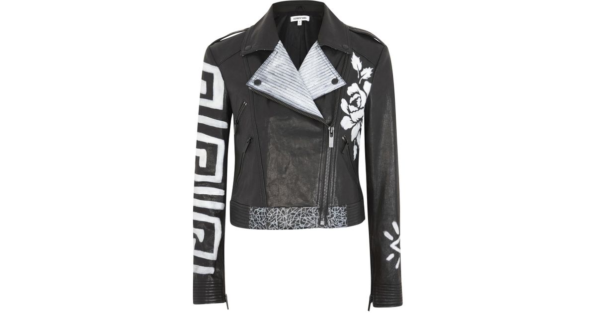Elizabeth And James Erwan Monochrome Hand Painted Leather Jacket In Elizabeth And James Erwan Monochrome Hand Painted Leather Jacket In Black Lyst