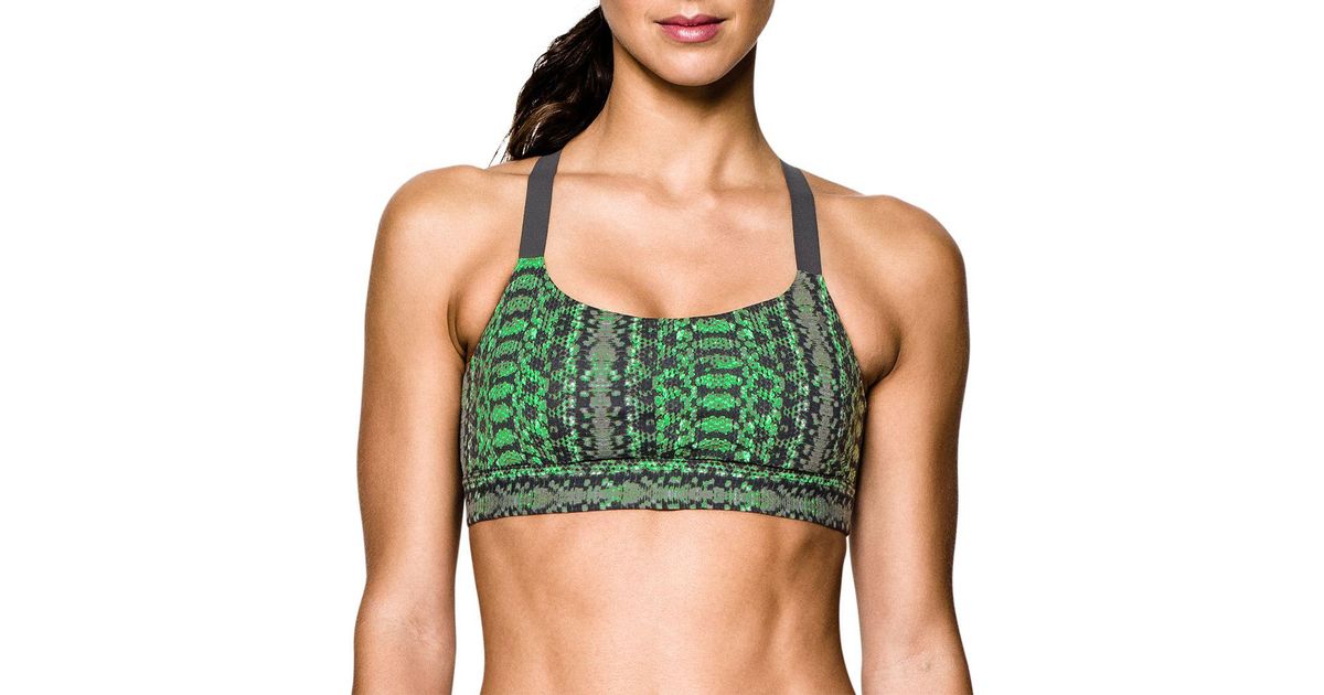 Lyst Under Armour Eclipse Printed Sports Bra In Green