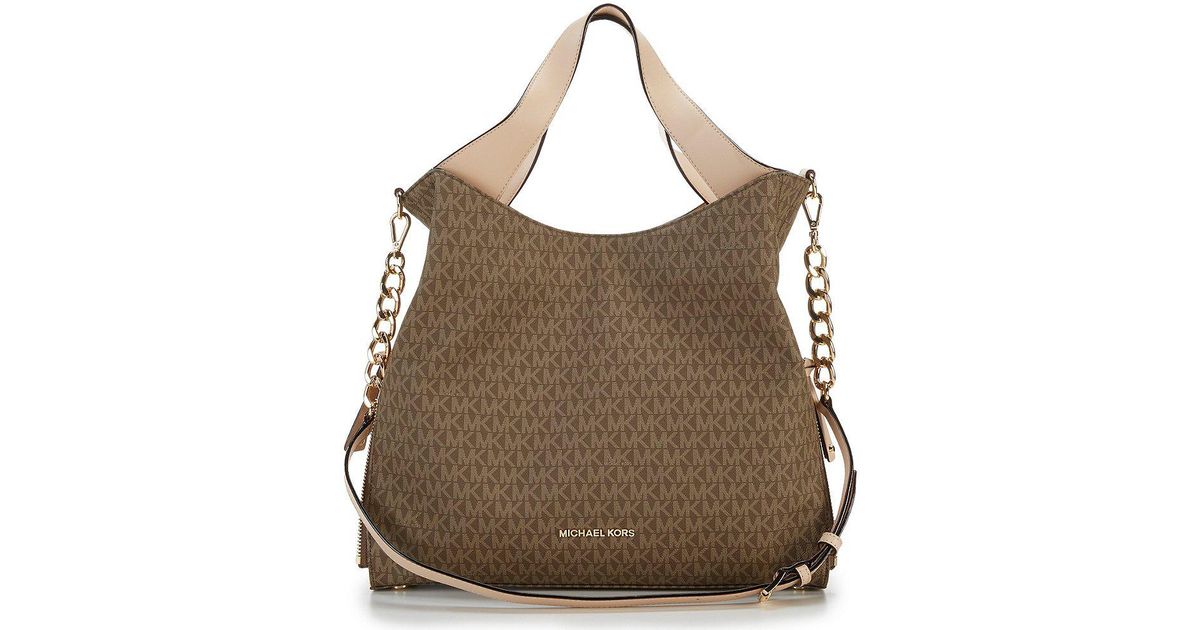 Lyst Michael Kors Devon Signature Large Tote In Brown
