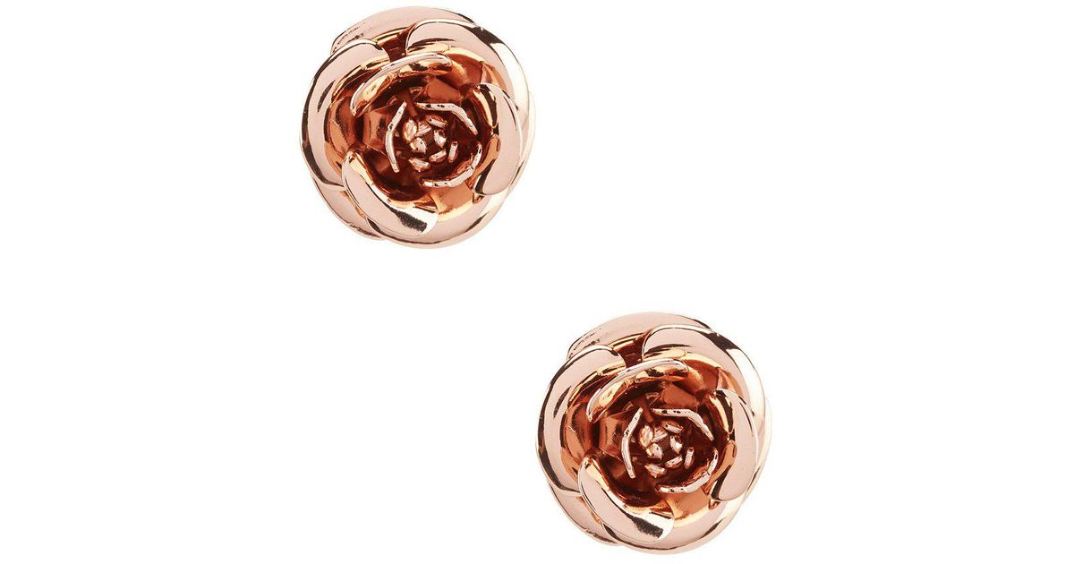 Lyst Kate Spade Garden Garland Rose Stud Earrings In Metallic
