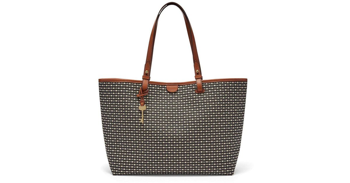 Lyst Fossil Rachel Key Striped Tote In Black
