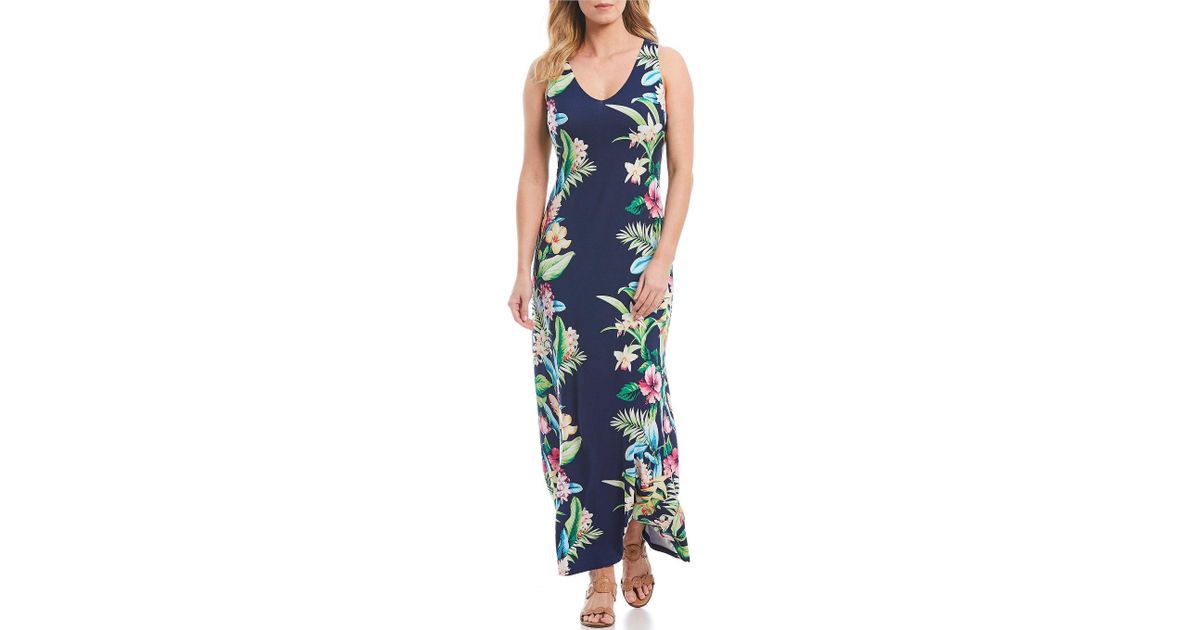 Lyst - Tommy Bahama Tropicalia Floral Print Scoop Neck Maxi Dress in Blue
