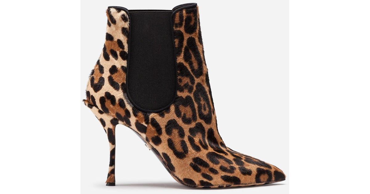 Dolce & Gabbana Leopard-printed Heeled Ankle Boots in Brown/Beige ...