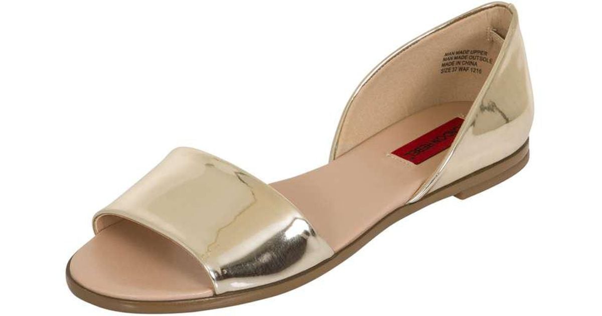 gold flat peep toe shoes